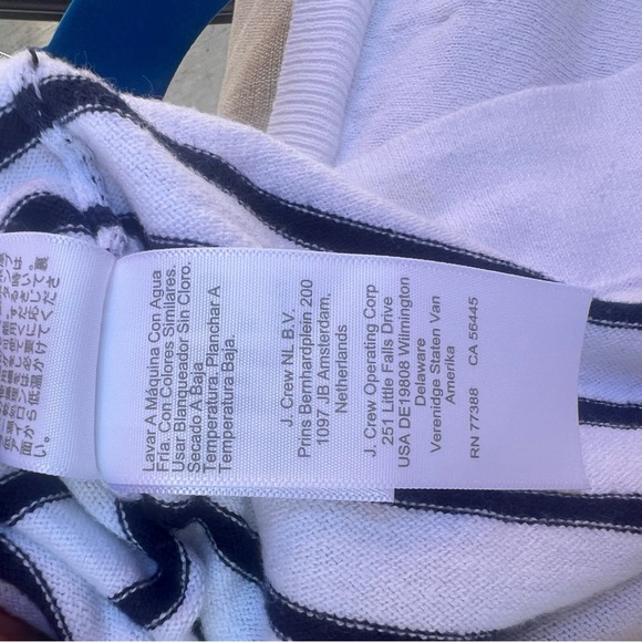 J. Crew White Sweater with Black Stripes and Red Heart Accents - Picture 6 of 7